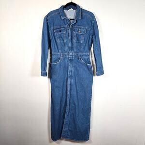 Universal Thread Denim Maxi Dress Women's 6R Medium Wash Boho Beachy Festival